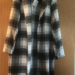 Love Tree Monochrome Checkered Trench Coat